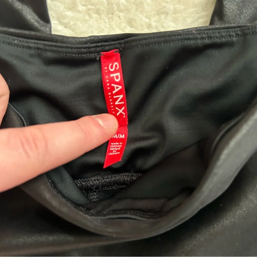 SPANX Black Faux Leather Moto Leggings